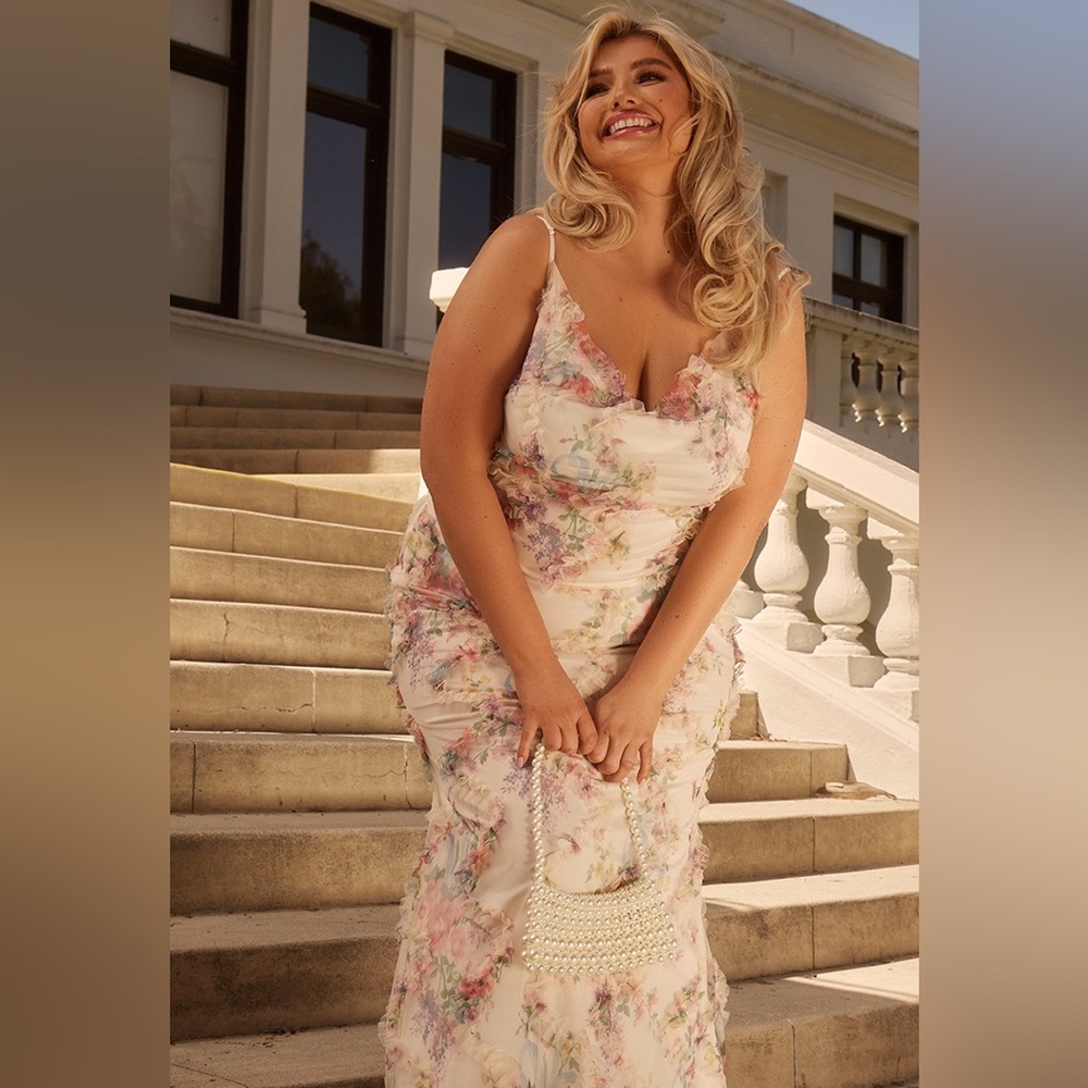 NWT Multi Floral Textured Cowl Neck Maxi Dress Size UK 20 /  US 16 - Picture 4 of 10
